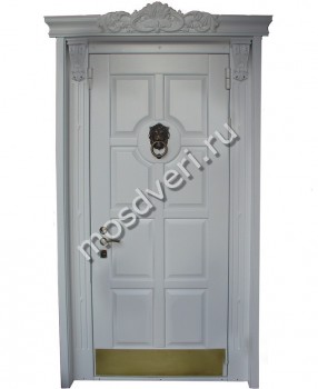 Дверь МДФ с натуральным шпоном с дверным молотком, филенкой и декором - купить от производителя Мосдвери Дверь МДФ с натуральным шпоном с дверным молотком, филенкой и декором